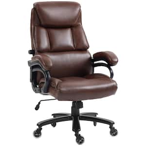 Leather Adjustable Height Ergonomic Executive Office Chair in Brown with Arms Heavy-Duty Metal Base and Wheels