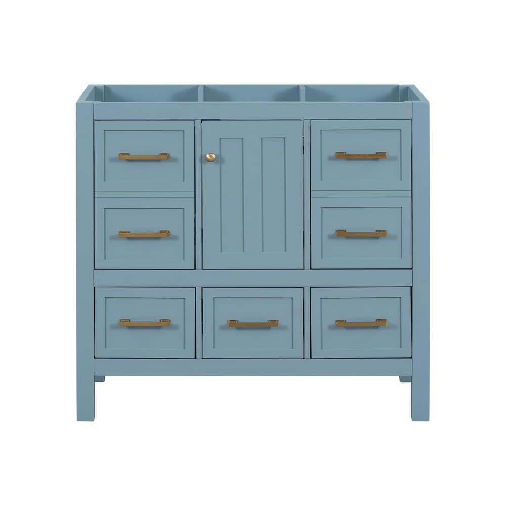 36 in. Freestanding Rectangular Bath Vanity Cabinet without Top in Blue wit