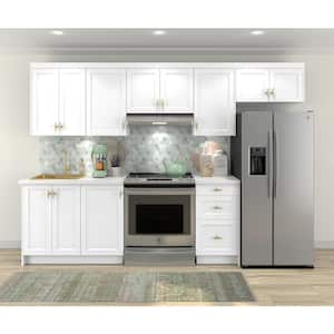 Alton 122 in. W X 84.5 in. H X 24 in. D Painted Bright White Shaker Assembled 10 Ft Straight Kitchen Cabinet Bundle