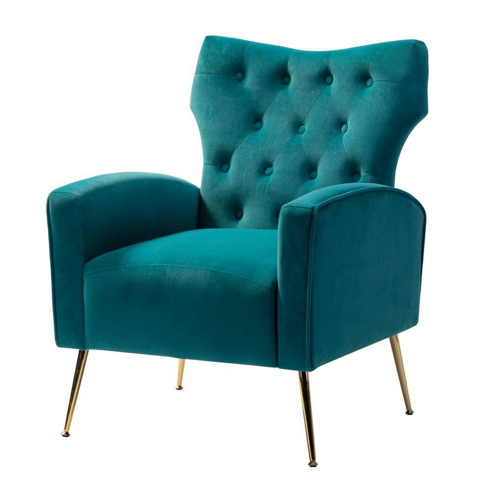 Vlek het spoor B.C. JAYDEN CREATION Brion Turquoise Accent Wingback Arm Chair with Button  Tufted Back CHWH0116-TURQUOISE - The Home Depot