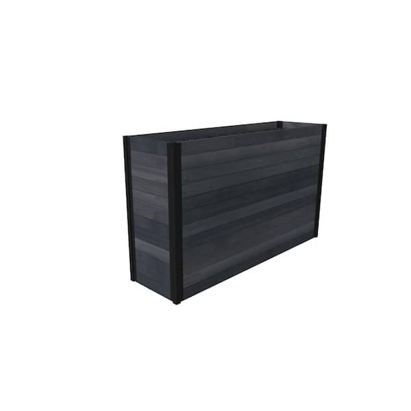 Mezza 59 in. L x 16 in. W x 32 in. H Large Cedar Wood Parklette Planter, Charcoal