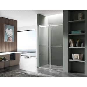 Kahn 60 in. W x 76 in. H Sliding Frameless Shower Door/Enclosure in Chrome with Clear Glass
