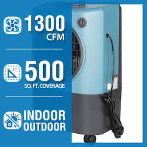 1,300 CFM 2-Speed Portable Evaporative Cooler (Swamp Cooler) for 500 sq. ft. in Ice Blue