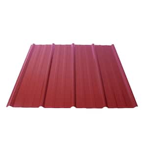 Shelterguard 8 ft. Exposed Fastener Galvanized Steel Roof Panel in Brick Red