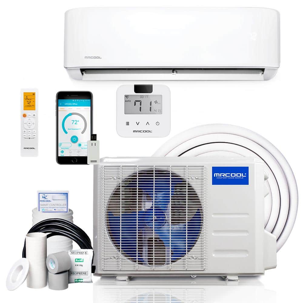 Advantage 4th Gen 9K BTU 0.75-Ton 1-Zone 20.5 SEER Ductless Mini-Split AC Heat Pump, 9K and 16 ft. Line-Mini Stat 115V -  MRCOOL, A-09-HP-115C-MS
