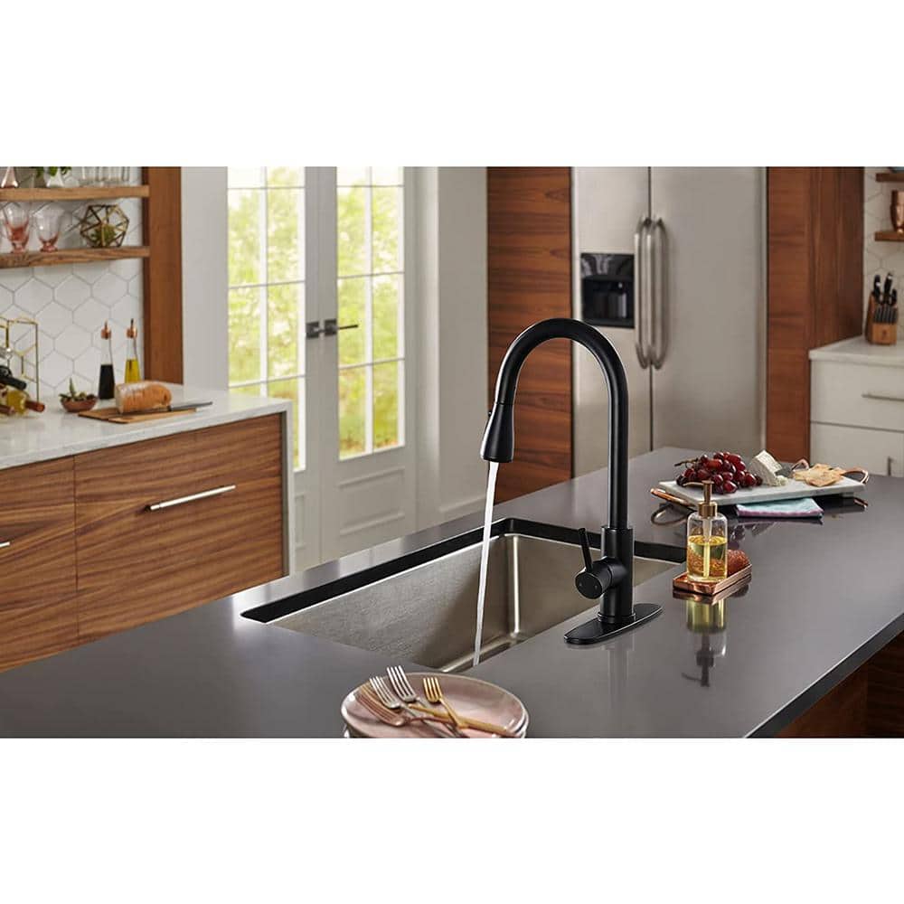 Matte Black Stainless Steel Pull Down Kitchen Faucet