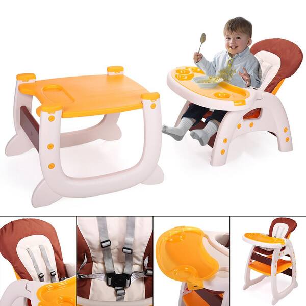 3-In-1 Baby Bath Seat Dining Chair Booster Seat With Armrest,Orange 