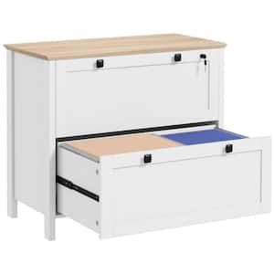 File Cabinet 2 Drawer White Engineered Wood 31.1 in. W Vertical File Cabinet