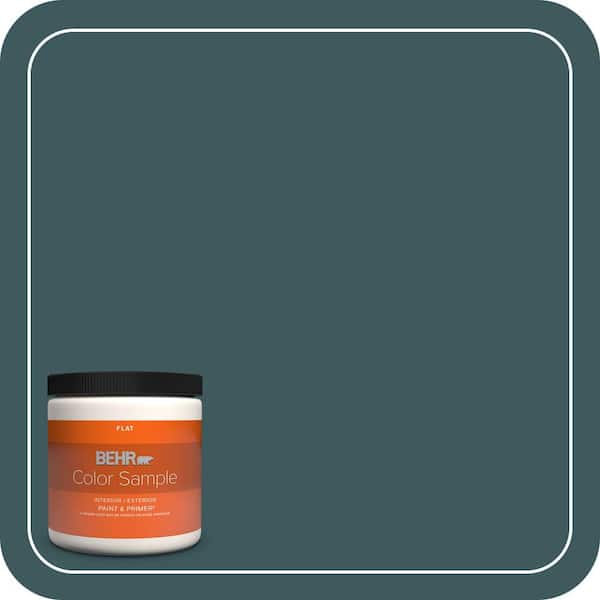 BEHR PREMIUM PLUS 8 oz. #ECC-14-3 Otter Creek Flat Interior/Exterior Paint & Primer Color Sample
