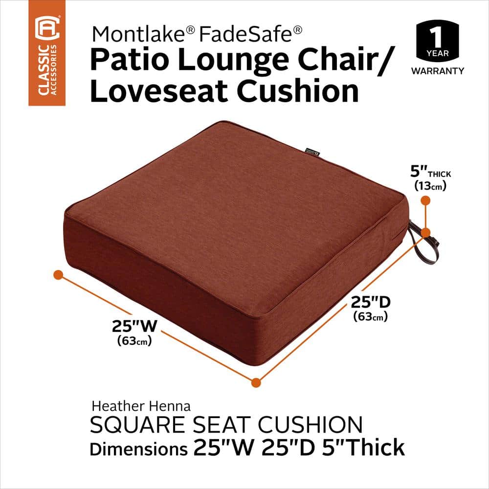 Heather Henna Red Water-Resistant Patio Chair Cushion