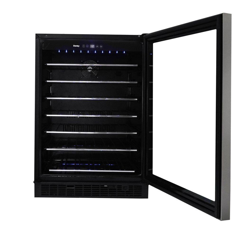 Stainless Steel Built-In 60 Bottle Wine Cooler with LED Lighting