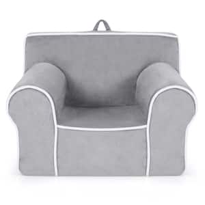 Grey Velvet Fabric Kids Sofa Toddler Foam Filled Armchair Baby Perfect Gift