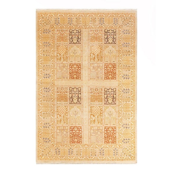 Mogul Traditional Ivory 6 ft. 2 in. x 9 ft. 2 in. Oriental Area Rug