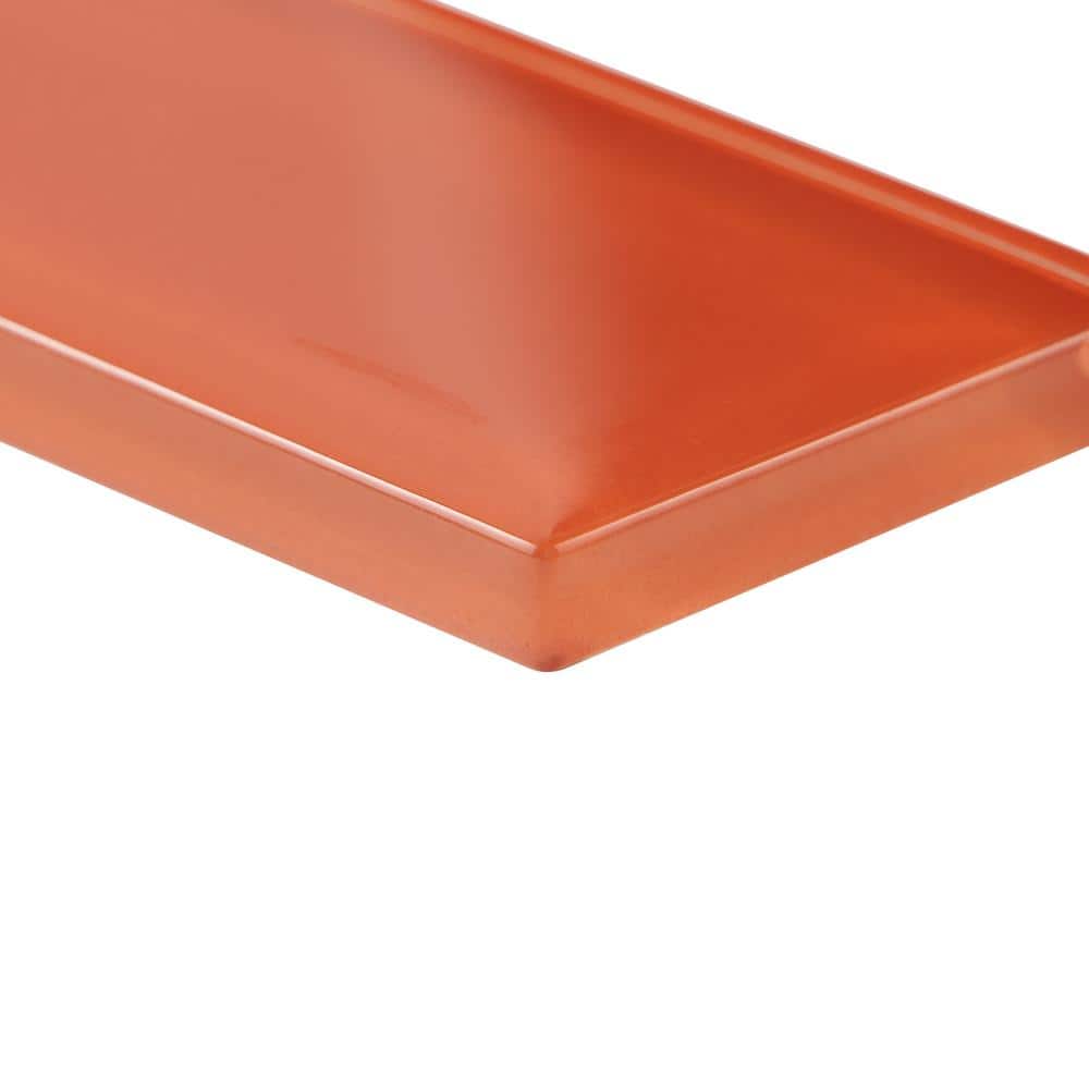 Lucid 2" x 8" Orange Glass Subway Wall Tile