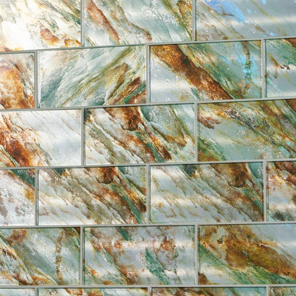 Astral Glass Emerald Polished Rectangular Wall Tile