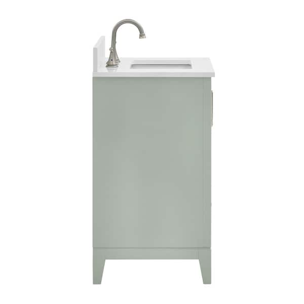 Caldera 24 in. Single Sink Freestanding Light Grey Bath Vanity with Pure White Engineer Stone Top