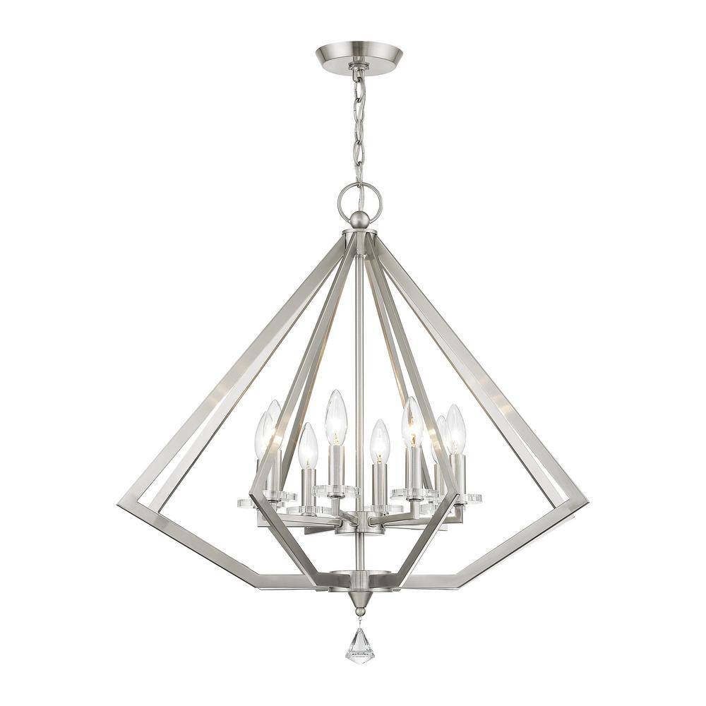 Brushed Nickel and Crystal 8-Light Candle Chandelier