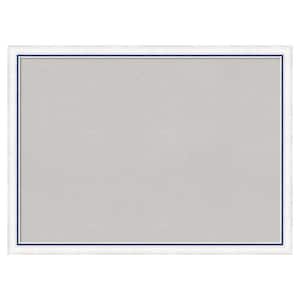 Morgan White Blue Wood Framed Grey Corkboard 30 in. x 22 in. Bulletin Board Memo Board