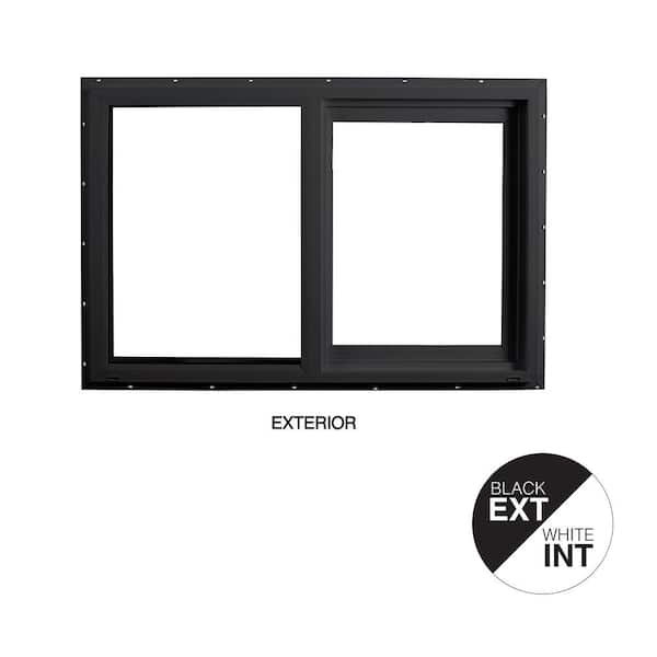 Ply Gem 59.5 in. x 47.5 in. Select Series Left Hand Horizontal Sliding Vinyl Black Window with White Int, HPSC Glass and Screen