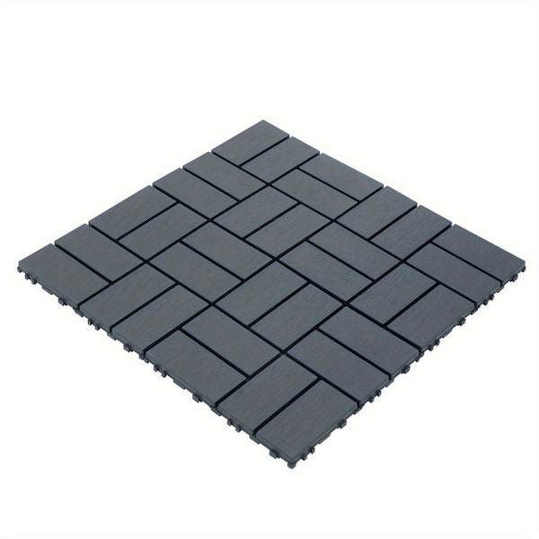 WRIGHTMASTER 1 ft. x 1 ft. Quick Deck Composite Plastic Interlocking Deck Tile in Gray (44 sq. ft. per Box)