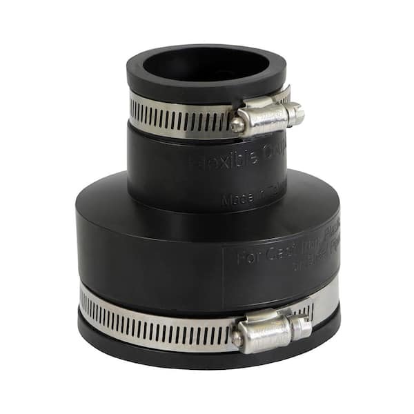 PLUMBFLEX 3 in. x 1-1/2 in. PVC Flexible Reducing Coupling with Stainless Steel Clamps