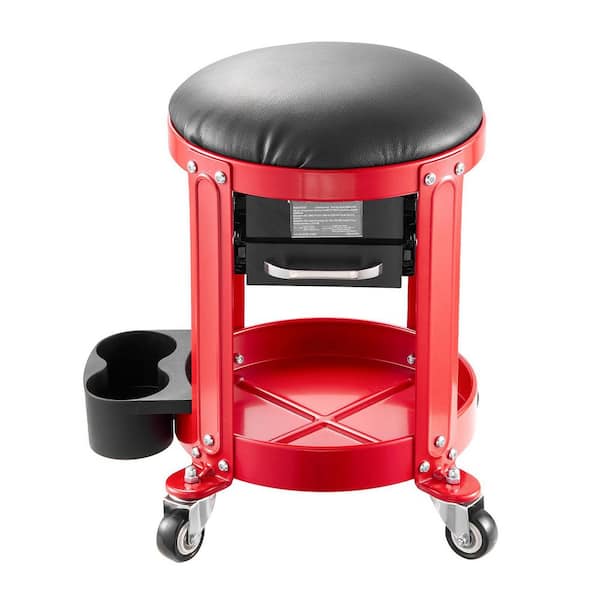 SKYSHALO Rolling Mechanic Stool with Wheels, 300 lbs. Capacity Garage Seat/Work Stool, Padded Roller Creeper Seat with Fixed