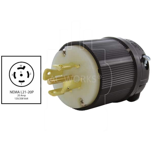 NEMA L21-30P 30A 120/208V 3-Phase Locking Male Plug Assembly by AC WORKS