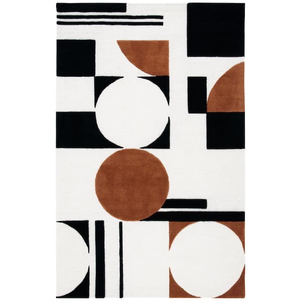Rodeo Drive 4 ft. x 6 ft. Ivory/Black Geometric Area Rug