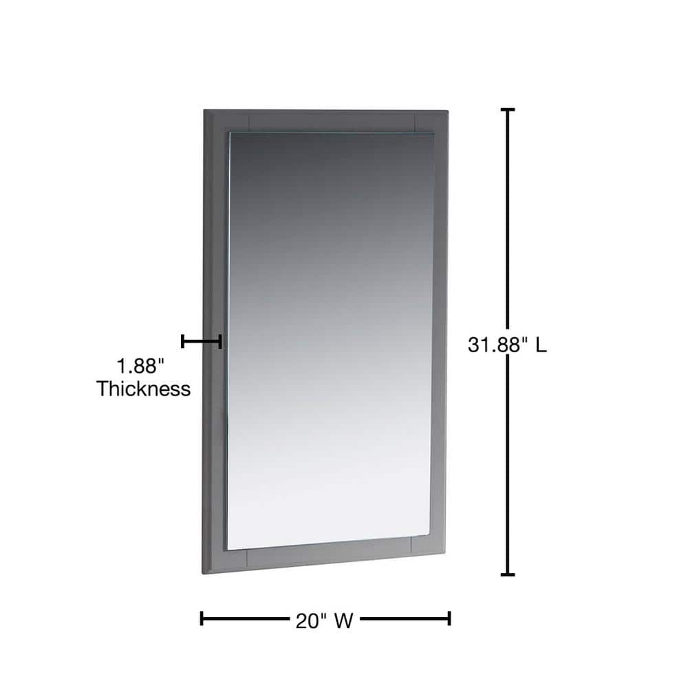 Elegant Oxford 20" Gray Rectangular Wood Bathroom Vanity Mirror