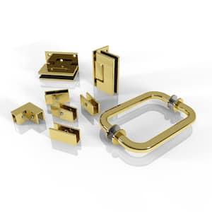 78 in. 90 Degree Wall Hinged Hardware Pack in Polished Brass Bronze with Handle