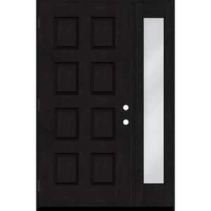 Regency 51 in. x 80 in. 8-Panel RHOS Onyx Stain Mahogany Fiberglass Prehung Front Door with 12 in. Sidelite