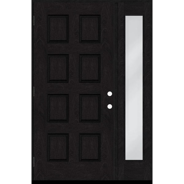 Steves & Sons Regency 53 in. x 80 in. 8-Panel RHOS Onyx Stain Mahogany Fiberglass Prehung Front Door with 14 in. Sidelite