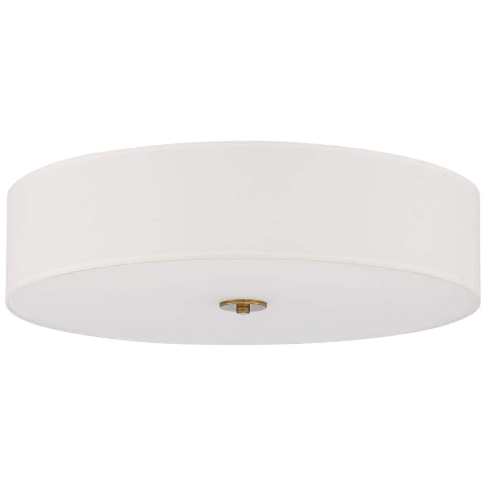 Transitional 24" Antique Brushed Brass LED Drum Flush Mount