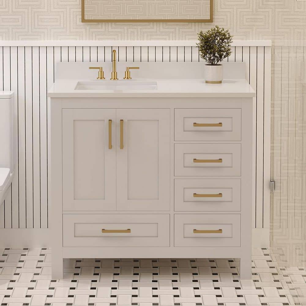 AYNA DECORS Rooh 36 in. Single Sink Freestanding White Bath Vanity