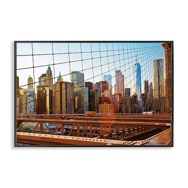 Stupell Industries Cityscape Through Bridge by Seven Trees Design Black Framed Abstract Giclee Art Print 20 in. x 30 in.