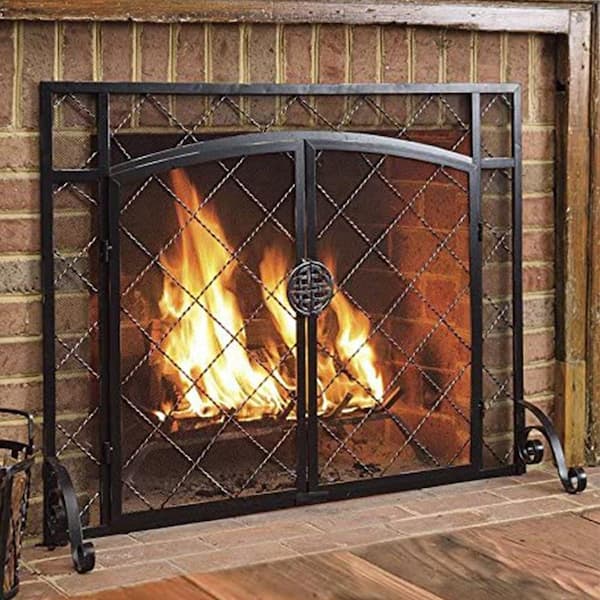 Single Panel Fireplace Screen Free Standing Spark Guard Fence for