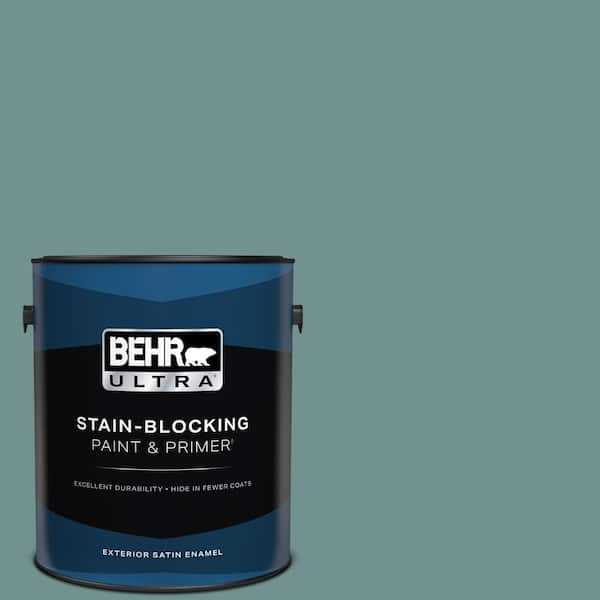 BEHR ULTRA 1 gal. #ECC-60-3 Pool Tide Satin Enamel Exterior Paint & Primer