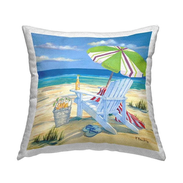 Stupell Industries Nautical Beach Scene Lounge Chair Multi-Color Square Outdoor Throw Pillow