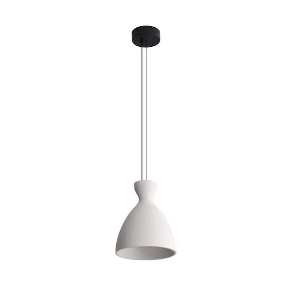 Golden Lighting - Aethera 12-Watt 1 Light White Sandstone Cement Integrated LED Pendant Light with White Sandstone Cement Shade