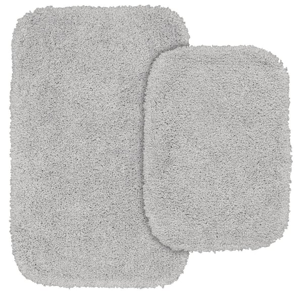 Garland Rug Traditional 4 Piece Nylon Washable Bathroom Rug Set Platinum Gray