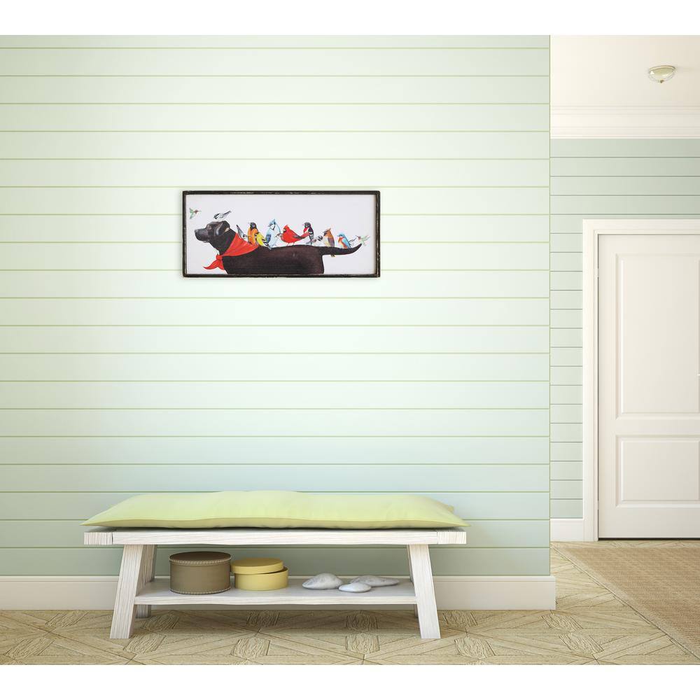 Whimsical Birds on Dog Canvas Wall Art with Wood Frame