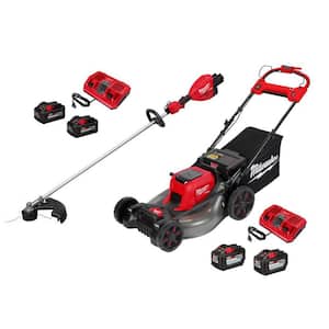 M18 FUEL 18V Brushless Cordless 17 in. Dual Battery Straight Shaft String Trimmer w/Mower, (4) Battery, (2) Charger