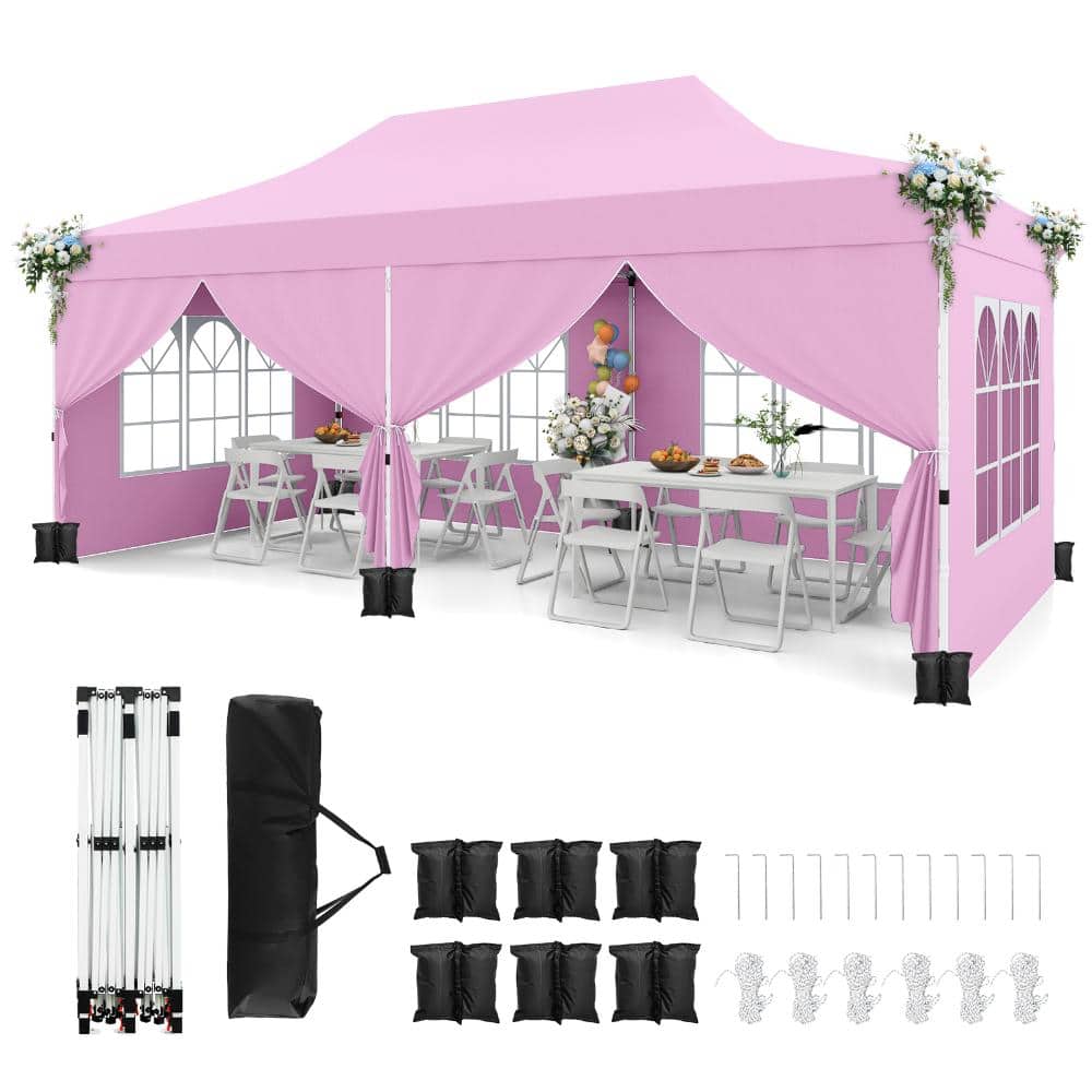 10 ft. x 20 ft. Pop-Up Canopy with 6 Window Sidewalls and UPF 50+ Oxford for Events, Pink price history on PriceWatchPro