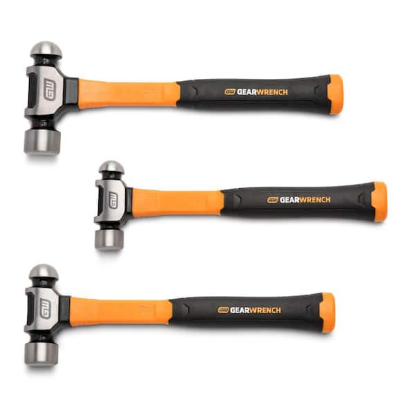 Ball Pein Hammer Set with Fiberglass Handles (3-Piece)