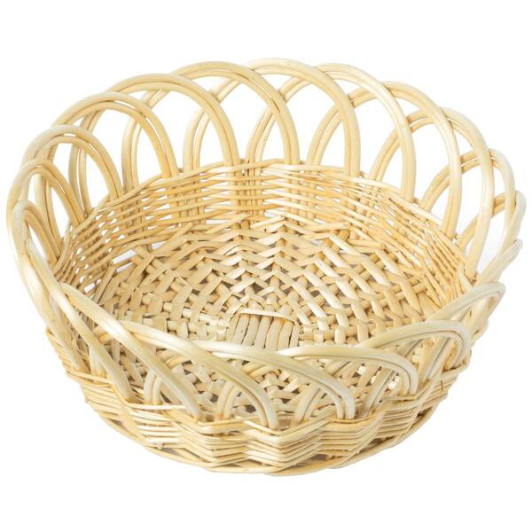 Vintiquewise Straw Decorative Round Beige Storage Basket with