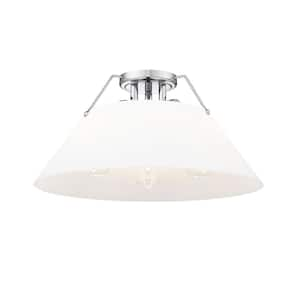 Orwell 18.75 in. 3-Light Chrome and Opal Glass Flush Mount