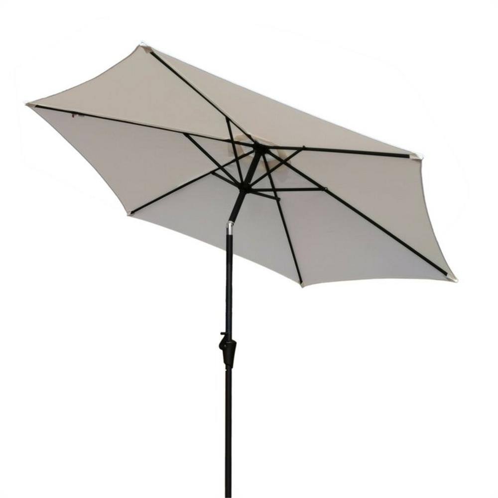 8.8 ft Cream Aluminum Market Patio Umbrella with Stand
