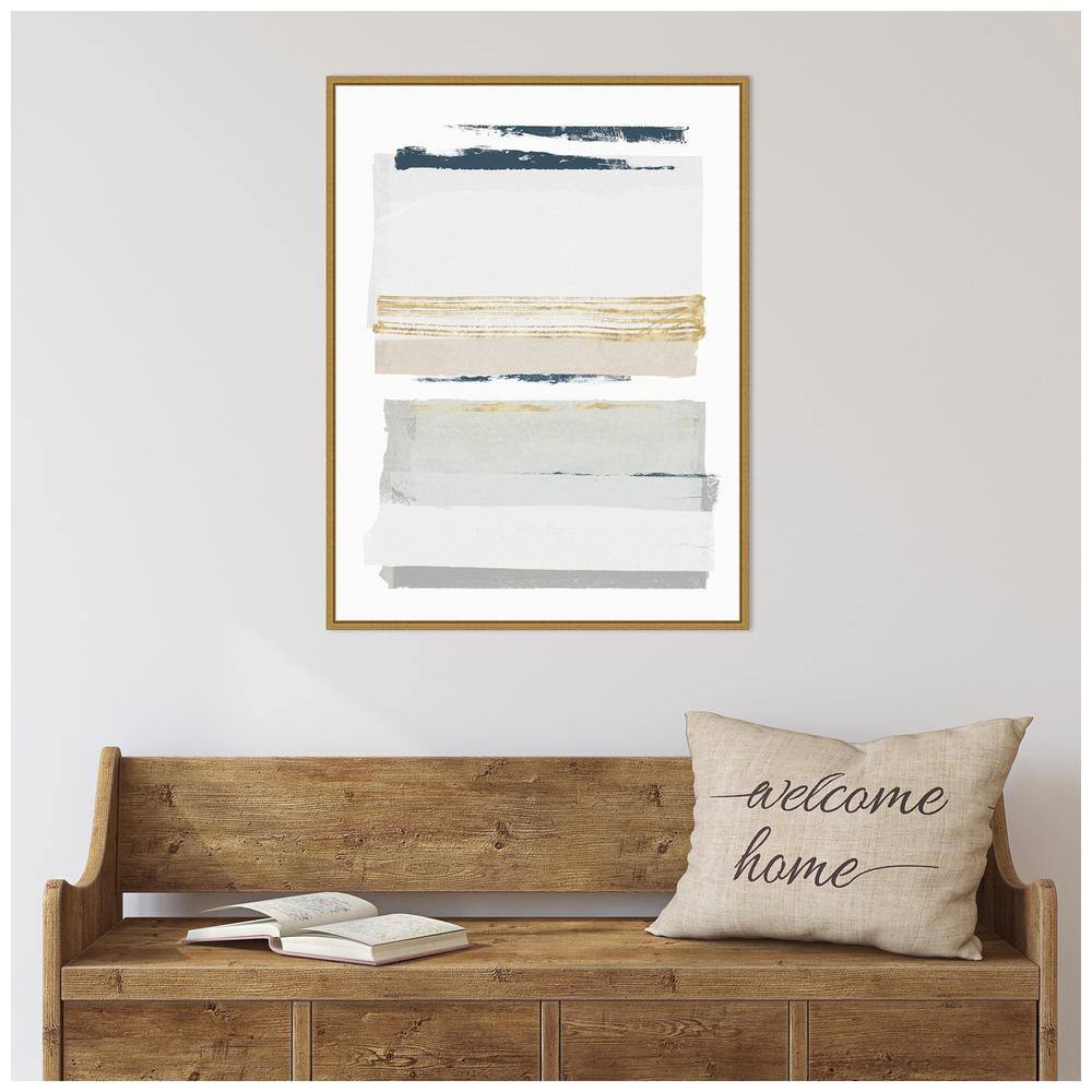 32" x 24" Abstract Gold and Gray Canvas Art