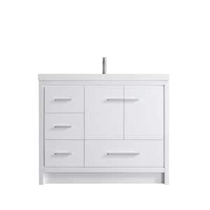 41.93 in. x 19.7 in. D x 35 in. H Single Sink Bath Vanity in White with White Ceramic Top