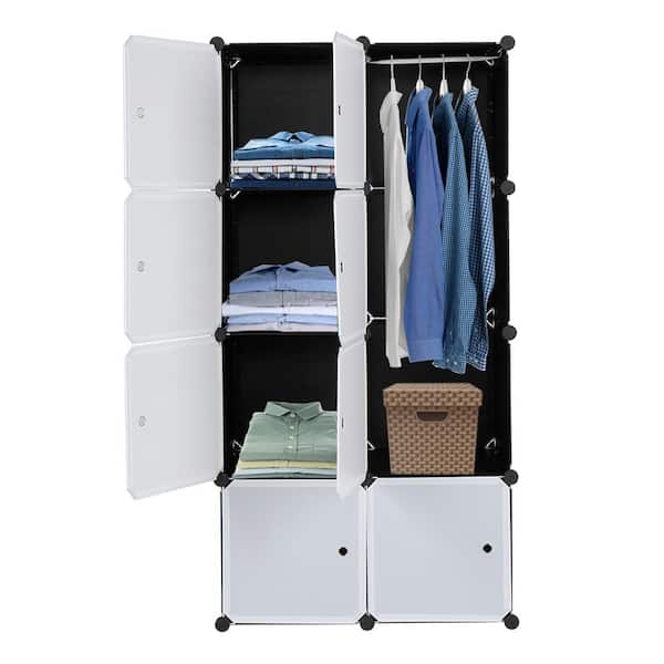 HONEY JOY 85 in. H 30 White Cube Clothes Storage Hanging Closet Organizer  Portable Wardrobe Bedroom Storage Cubby TOPB000964 - The Home Depot